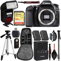 Canon EOS 80D DSLR Camera (Body Only) with Essential Accessory Bundle - Includes: SanDisk Extreme 64GB SDXC Memory Card, Spare Battery, Tripod & Monopod, Backpack & More - International Version