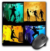 3dRose LLC 8 x 8 x 0.25 Inches Skateboarding Baseball Basketball Soccer Mouse Pad (mp_6181_1)