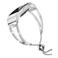 Moolia Compatible Charge 2 Bands for Women, Bling Jewelry Bracelets Adjustable Stainless Steel Metal Bands Small Bangle Straps Rose Gold, Silver