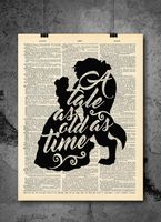 A Tale As Old As Time - Beauty And The Beast Quotes - Vintage Art - Authentic Upcycled Dictionary Art Print - Home or Office Decor - Inspirational And Motivational Quote Art