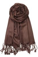 Achillea Large Soft Silky Pashmina Shawl Wrap Scarf in Solid Colors (Chocolate Brown)