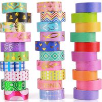 30 Rolls Washi Tape Set 15mm, Include 20 Gold Foil Masking Tapes 10 Rolls Colorful Rainbow Tapes for Scrapbooking,Bullet Journals,DIY, Art Craft and Gift Wrapping