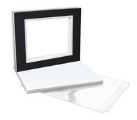 Golden State Art, Double Picture Mats with White Core Bevel Cut for 8X10 Photo Pictures (Mats, Backing, Clear Bags Included), Black Over Silver, 11x14-10 Pack (Double Mat)
