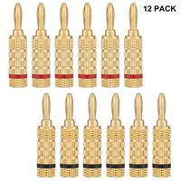 WGGE WG-3333 24k Gold Plated Speaker Banana Plugs-Closed Screw Type (6 Pairs (12 PLUGS))