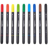 AmazonBasics Dual Tip Brush Pens | 9 Primary Colors