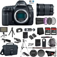 Canon EOS 5D Mark IV Full Frame DSLR Camera Body - Bundle with Canon EF 24-105mm f/3.5-5.6 is STM Lens + Microphone + Screen Protectors + LED Light + 2X 32GB Memory Cards (International Version)