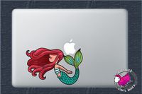 Red Headed Mermaid Cartoon 4 Inch Color Vinyl Decal