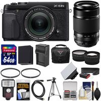 Fujifilm X-E2S Wi-Fi Digital Camera & 18-55mm XF Lens (Black) with 55-200mm XC Lens + 64GB Card + Battery & Charger + Flash + Case + Tripod + Kit