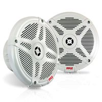 6.5 Inch Marine Speakers (Pair) - 2-way IP-X4 Waterproof and Weather Resistant Outdoor Audio Dual Stereo Sound System with 600 Watt Power and Low Profile Design - Pyle PLMR652W (White)