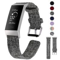 Lintelek Compatible with Fitbit Charge 3 Bands, Canvas Woven Fabric Band, Soft TPU Adjustable Replacement Wristbands, Silicone Straps Sports Accessories