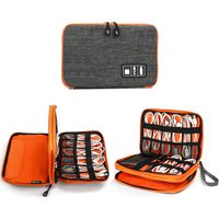 Electronics Organizer, Jelly Comb Electronic Accessories Cable Organizer Bag Waterproof Travel Cable Storage Bag for Charging Cable, Cellphone, Mini Tablet (Up to 7.9'') and More (Orange and Gray)