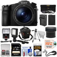 Sony Cyber-Shot DSC-RX10 III 4K Wi-Fi Digital Camera with 64GB Card + Battery & Charger + Case + Tripod + Flash + LED Light + Fisheye Lens Kit