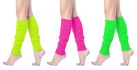 V28 Women Juniors 80s Eighty's Ribbed Leg Warmers for Party Sports, (3 Pack C)