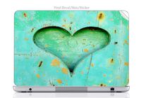 Laptop VINYL DECAL Sticker Skin Print Wood Heart Cut Out on Wooden Old Vintage Background fits Aspire R11 11.6in