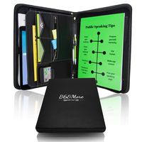 Black Vegan Leather Zippered Padfolio with Pockets, Pen Loop, Legal Pad - PU Business Portfolio Holds Phone, Notes, Tablet - Professional Interview, Work, School Supplies by B6 and More