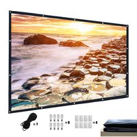 Projector Screen, 100 inch 16:9 HD Projection Screen, Anti-Crease Foldable Widescreen, Portable Projector Moive Screen for Home Indoor Outdoor, Double-Sided Projection, Polyester Fabric Smooth