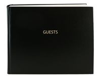 BookFactory Guest Book (120 Pages) / Guest Sign-in Book/Guest Registry/Guestbook - Black Cover, Smyth Sewn Hardbound, 8 7/8" x 7" (LOG-120-GUEST-A-LKT25)