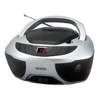 Jensen CD-475S Portable Sport Stereo Boombox CD Player with AM/FM Radio and Aux Line-in & Headphone Jack (Silver)