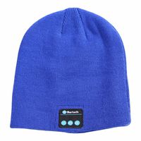 EUBUY Unisex Winter Warm Bluetooth Beanie Slouchy Hat Washable Knitted Cap with Stereo Bluetooth Headset Earphones Speakers/Mic for Winter Sports Fitness Gym Exercise Workout Blue