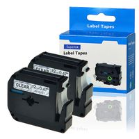 SuperInk 2 Pack Black on Clear Label Tape Compatible for Brother MK131 M-K131 M131 PT-100 PT-45 PT-55 PT-65 PT-70 PT-80 PT-85 PT-90 Thermal P-Touch Printer(12mm 1/2inch x 8m 26.2ft)