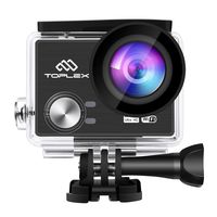 TOPLEX Action Camera T101 4K 30FPS Panasonic Sensor WiFi Ultra HD Waterproof 30M with 170°Ultra Wide Angle, Dual 1200mAh Upgraded Batteries, Dual Battery Charger