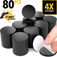 Magnetic Dots - 80 Self Adhesive Magnet Dots (0.8" x 0.8") - Peel & Stick Magnetic Circles - Flexible Sticky Magnets - Sheets is Alternative to Magnetic Squares, Stickers, Strip and Tape