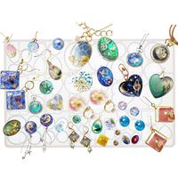 FUNSHOWCASE Cabochon Gem Jewelry Silicone Mold Oval Teardrop Square Heart Round Shapes, for Polymer Clay, Crafting, Resin Epoxy, Pendant Earrings Making, Large