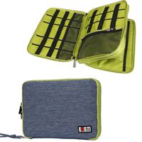 Travel Organizer, BUBM Universal Double Layer Travel Gear Organizer Storage case/Electronics Accessories Bag/Large Cable Organizer Bag/Battery Carrying Case- Blue and Green
