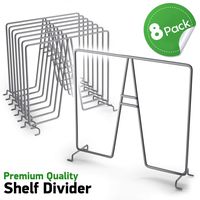 Xabitat Closet Wire Shelf Divider - New and Improved Vertical Organizer with Easy Clamping - Powder Coated Steel Wire Wardrobe Separators - Set of 8 - Titanium