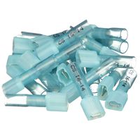 Seachoice 60301 3-to-1 Heat Shrink Insulated Disconnect, Marine Grade Heat-Shrinkable Male Disconnect Terminals, Blue, Pack of 25, 16-14 Wire Range