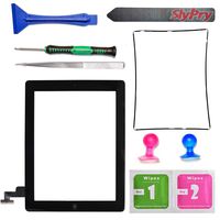Prokit for New Black iPad 2 Digitizer Touch Screen Front Glass Assembly - Includes Home Button + Camera Holder + PreInstalled Adhesive with SlyPry tools kit
