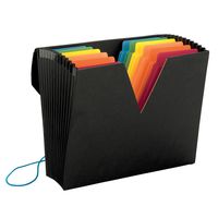 Smead ColorVue Expanding File with SuperTab, 13 Pockets, Blank Oversized Tabs, Flap and Cord Closure, Letter Size, Black (70722)