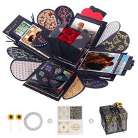 MOMSIV Creative Explosion Box,Love Memory DIY Photo Album Surprise Box Handmade Exploding Picture Box as Birthday Anniversary Wedding Christmas Gift (Black)
