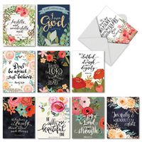 The Best Card Company - 10 Blank Inspirational Note Cards Boxed (4 x 5.12 Inch) - Praise Papers M6635OCB