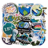 50pcs Environmental Protection Slogn Sticker Pack for Water Bottle, Laptop, Luggage, Car, Bike, Skateboard, Focus on Global Warming, Climate Change, Marine Life, Water Conservation and Save the Plants