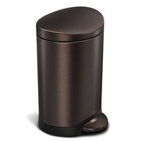 simplehuman 6 Liter / 1.6 Gallon Semi-Round Bathroom Step Trash Can, Dark Bronze Stainless Steel