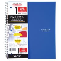 Five Star Spiral Notebook, 1 Subject, Wide Ruled Paper, 100 Sheets, 10-1/2" x 8", Blue (72023)