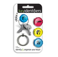 Dotz Key Identifiers, 3-Count with Two Rings, Bright Colors (DKI141MC-C)