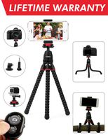 Kizen Phone Tripod with Wireless Remote. Adjustable Camera Stand Holder, Flexible Tripod with Universal Phone Clip. Compatible with iPhone, Android Phone, Camera, Sports Camera GoPro