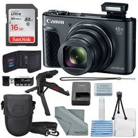 Canon PowerShot SX730 HS Digital Camera (Black) W/Basic Bundle, 16GB, Xpix Tabletop Tripod +FiberTique Cloth