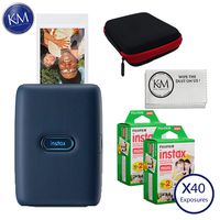 Fujifilm Instax Mini Link Smartphone Printer (Dark Denim) with Essential Bundle: Includes � Keep Co. Case, 40 Fresh Exposures, and Micro Fiber Cleaning Cloth.