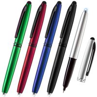 Stylus Pen- Capacitive Stylus, 3-in-1 Metal Pen, Multi-Function,Ballpoint Ink Pen,with LED Flashlight, for Touchscreen Devices, Tablets, iPads, iPhones, 5PK, Multi-Color