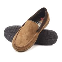 Hanes Men's Moccasin Slipper House Shoe with Indoor Outdoor Memory Foam Sole Fresh IQ Odor Protection(Size 3X, Tan)