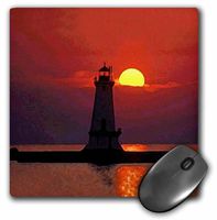 3dRose LLC 8 x 8 x 0.25 Inches Mouse Pad, Light House on The Sunset (mp_237_1)