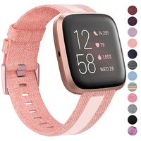 Laneco Bands Compatible with Fitbit Versa/Fitbit Versa 2/Fitbit Versa Lite for Women Men, Breathable Woven Fabric Strap with Stylish Buckle, Adjustable Wristband for Fitbit Versa Smartwatch
