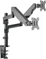 Mindful Design Dual Arm Monitor Mount - Heavy Duty Gas Spring Monitor Stand, Fits Screen Sizes 17 inch to 32 inch (Black)