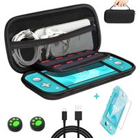Carrying Case for Nintendo Switch Lite with Screen Protector,Portable Hard Shell Pouch Travel Game Storage Bag Holds 10 Game Cards for Switch Lite Console Extra Include USB C Cable + 2 Thumbstick Caps