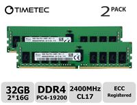 Timetec Hynix Original 32GB KIT(2x16GB) DDR4 2400MHz PC4-19200 Registered ECC 1.2V CL17 1Rx4 Single Rank 288 Pin RDIMM Server Memory RAM Module Upgrade (32GB KIT(2x16GB))
