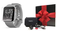 Garmin Approach S10 Golf GPS Watch Gift Box Bundle | Includes PlayBetter USB Car & Wall Charging Adapters, Protective Case | 40,000 Worldwide Courses | Black Gift Box, Red Bow (Powder Gray)