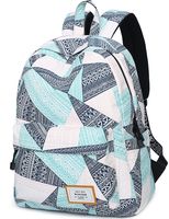 Water Resistant School Backpack for Teens, Cute Geometry Laptop Bag Girls Bookbag Travel Rucksack Casual Daypack Handbag (Water Blue)